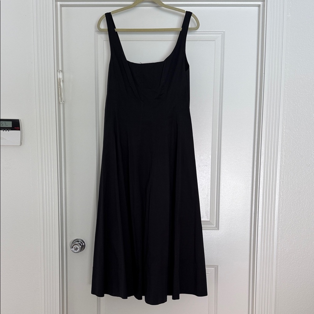 Elegant Black Staud Midi Dress with Scoop Neck
